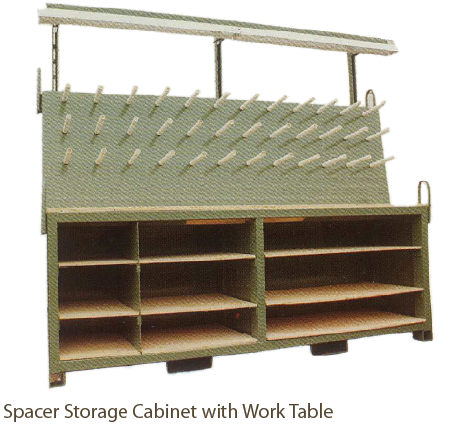 Spacer Storage Cabinet with Work Table from Coil Processing Equipment Consultants